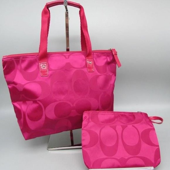 Coach Pink Tote and Pouch Set - Picture 2 of 6